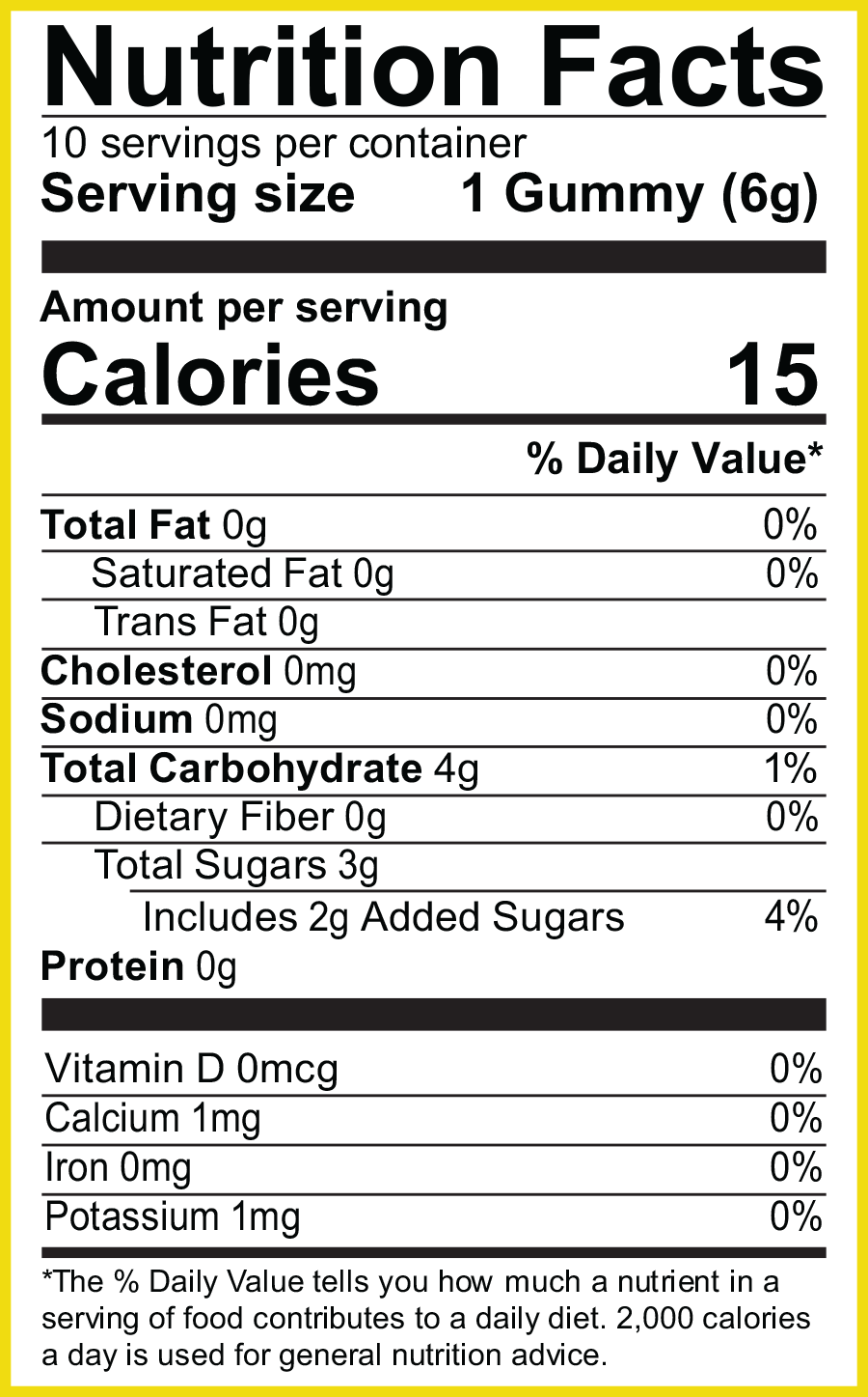 Happy Balance nutrition label