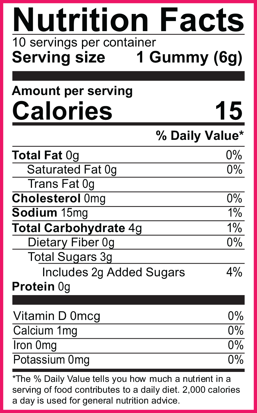 Peg’s RSO nutrition label