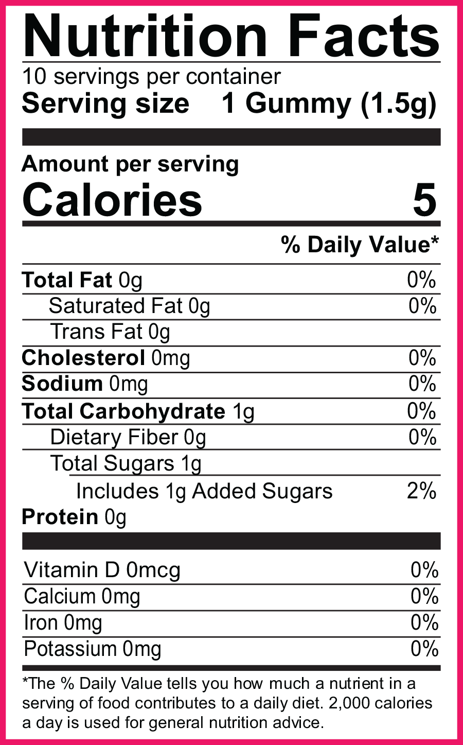 Big Happy Balance nutrition label