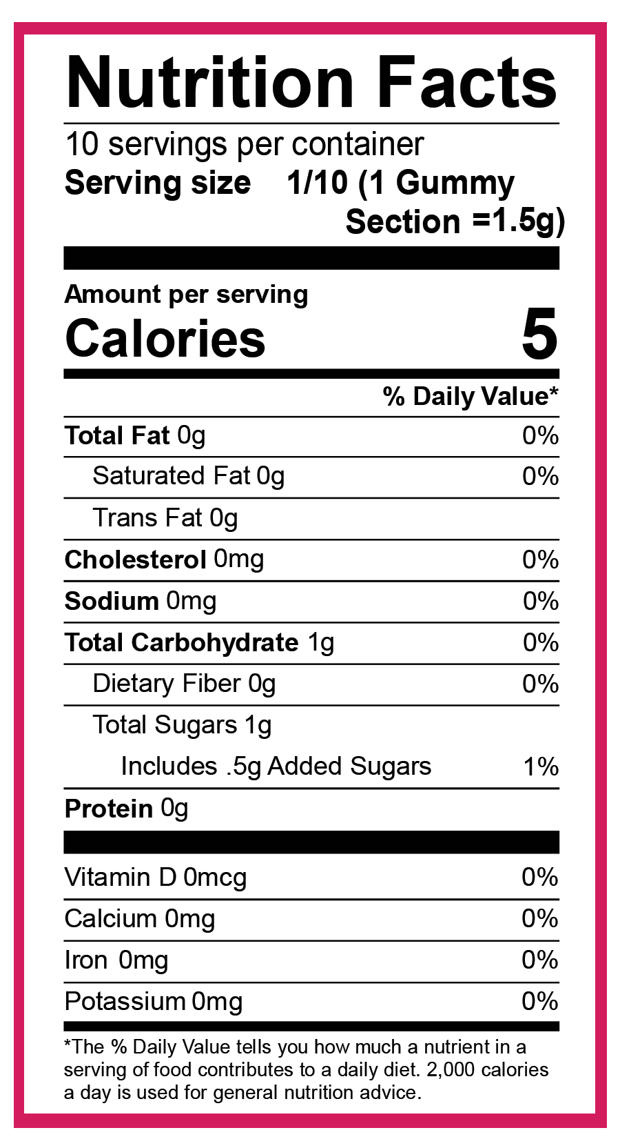 Big Peach nutrition label