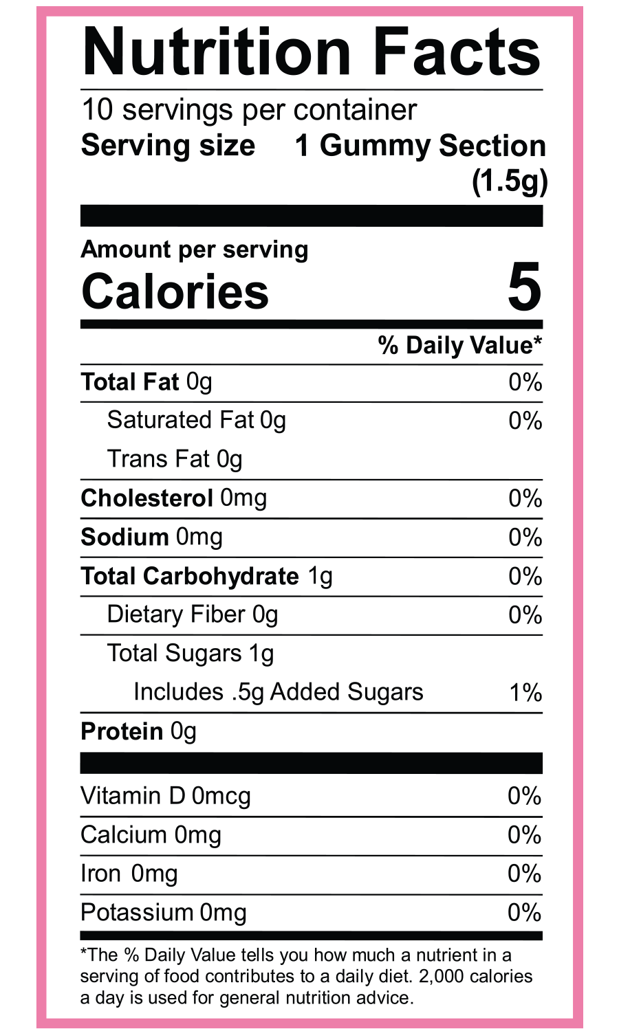 Big Watermelon nutrition label