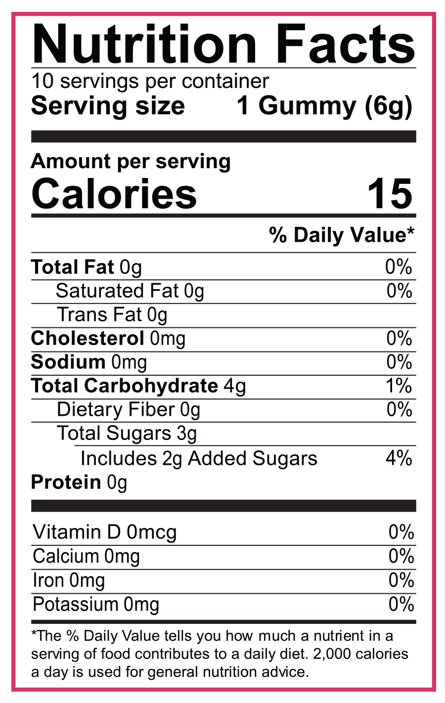 Triple Infused nutrition label